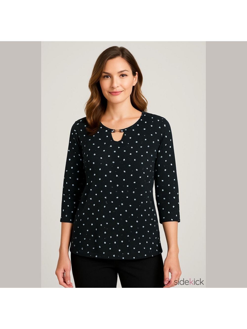 Cathy Daniels Black and White Polka Dot Long Sleeve Tee